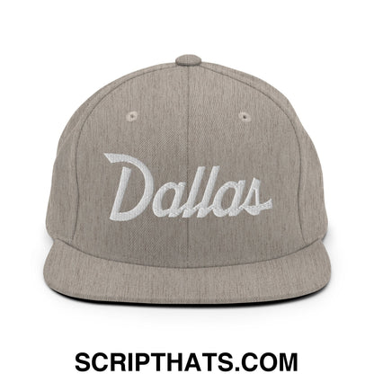Dallas Vintage Sports Script Embroidered Flat Bill Brim Snapback Hat Heather Grey