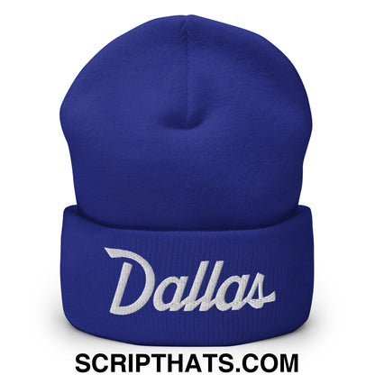 Dallas Vintage Sports Script Embroidered Knit Cuffed Beanie Royal