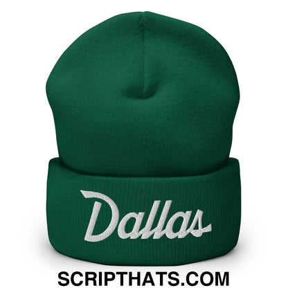 Dallas Vintage Sports Script Embroidered Knit Cuffed Beanie Spruce