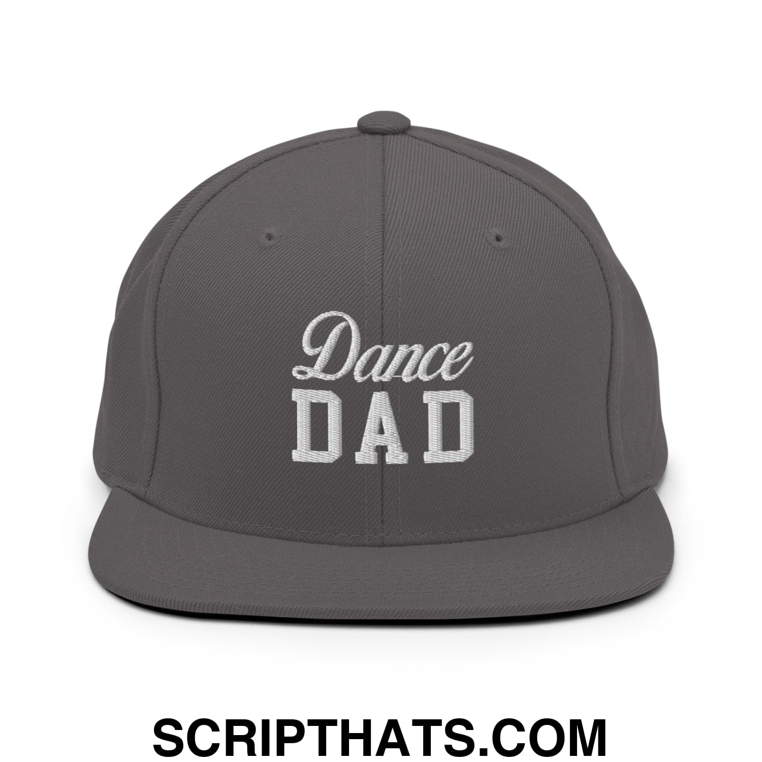 Dance Dad Embroidered Flat Bill Brim Snapback Hat Dark Grey