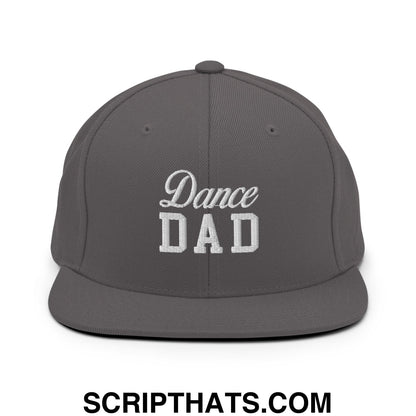 Dance Dad Embroidered Flat Bill Brim Snapback Hat Dark Grey