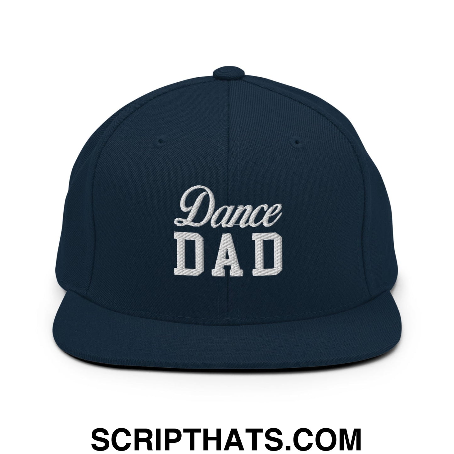 Dance Dad Embroidered Flat Bill Brim Snapback Hat Dark Navy