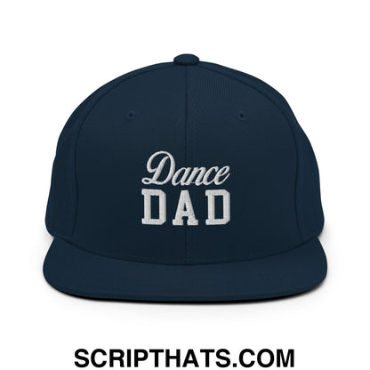 Dance Dad Embroidered Flat Bill Brim Snapback Hat Dark Navy