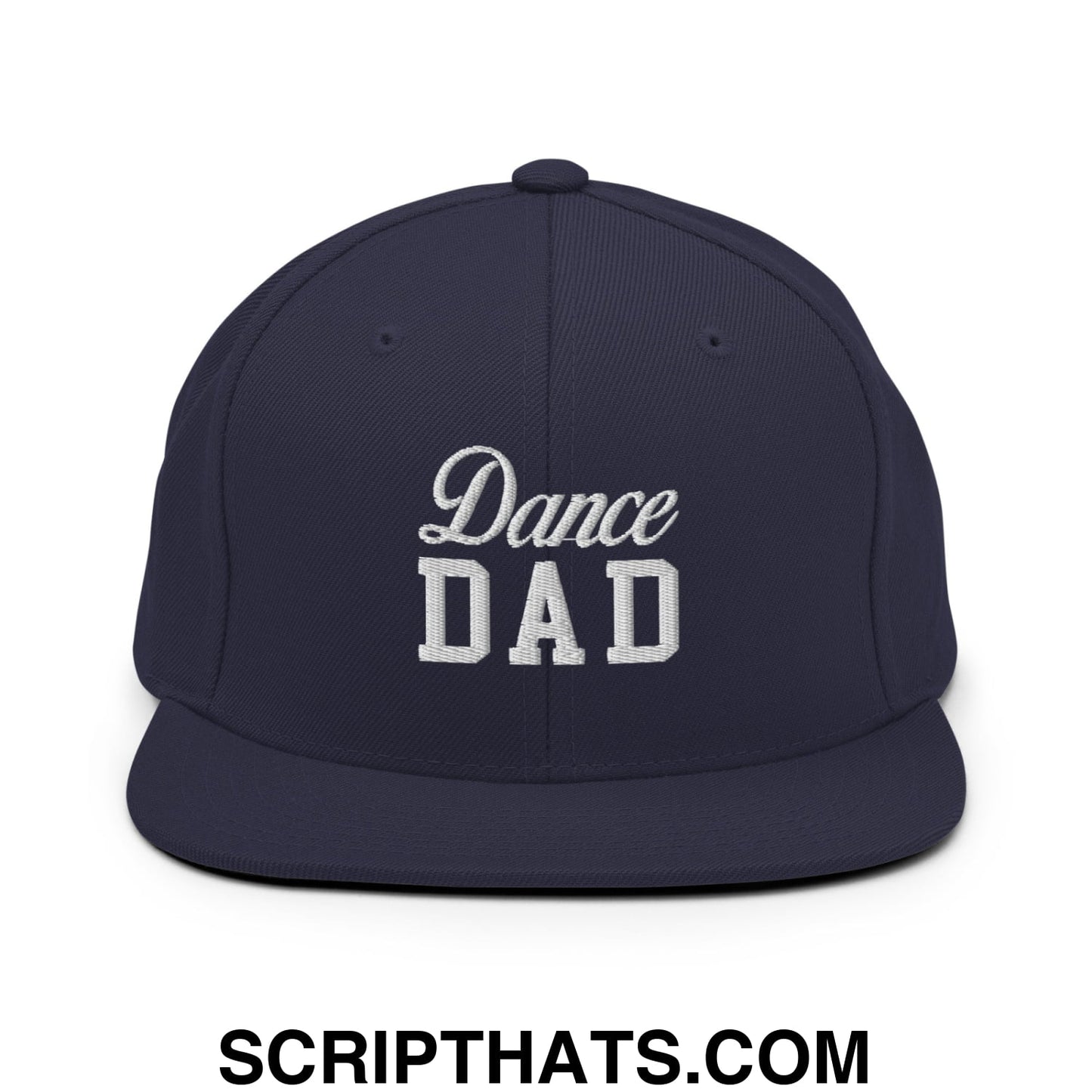 Dance Dad Embroidered Flat Bill Brim Snapback Hat Navy