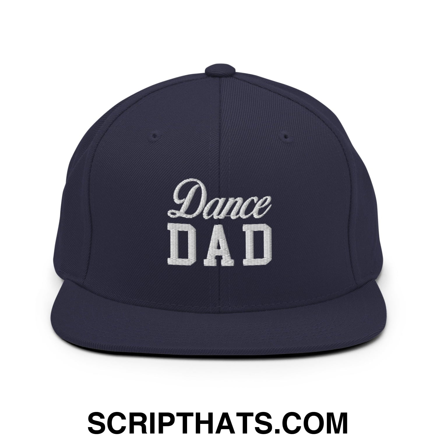 Dance Dad Embroidered Flat Bill Brim Snapback Hat Navy