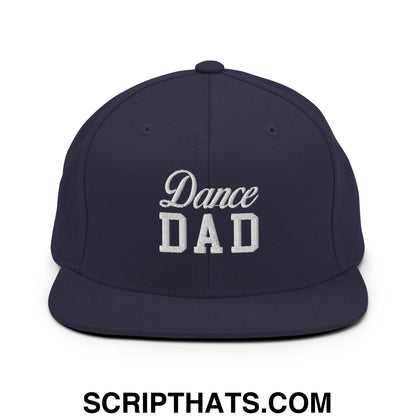 Dance Dad Embroidered Flat Bill Brim Snapback Hat Navy