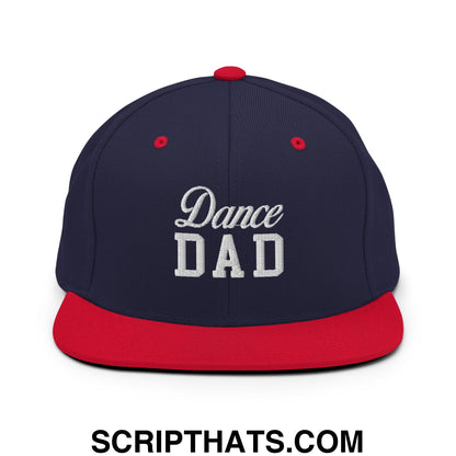 Dance Dad Embroidered Flat Bill Brim Snapback Hat Navy Red
