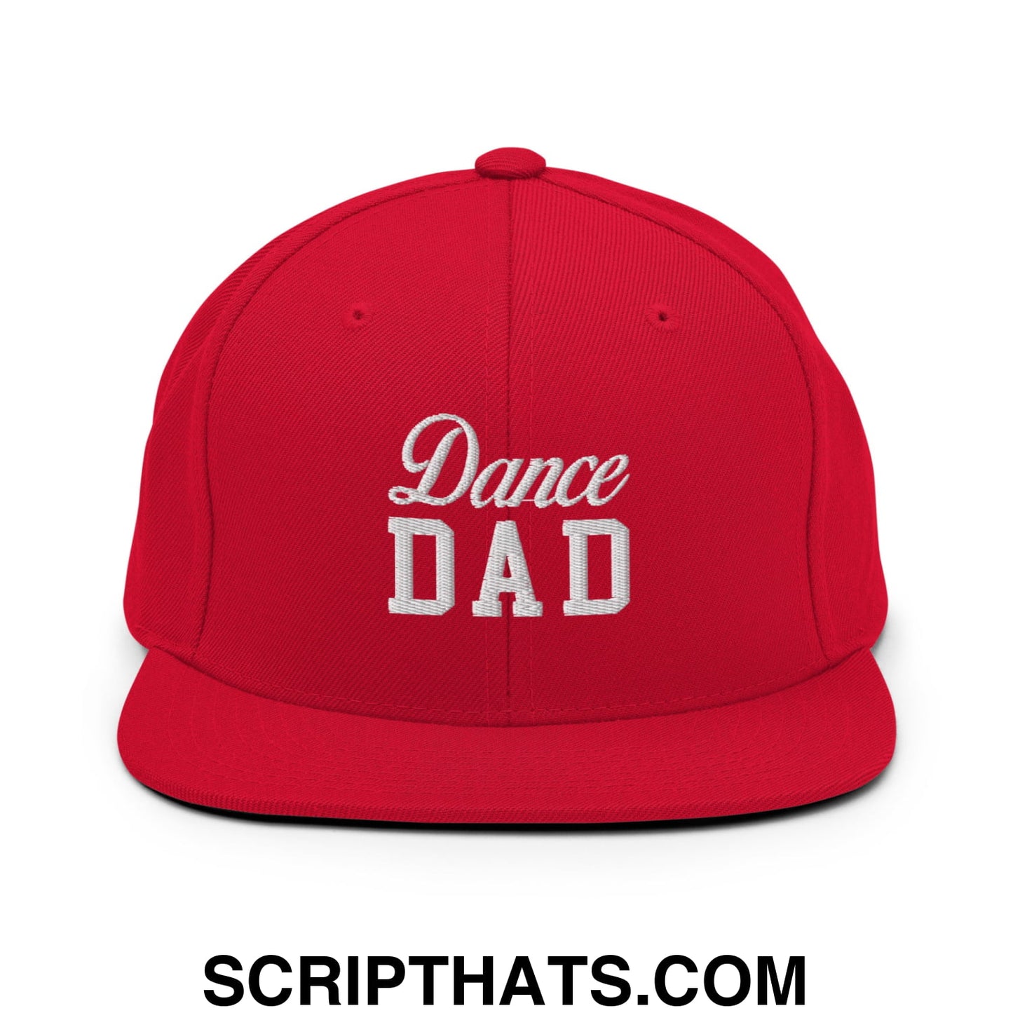 Dance Dad Embroidered Flat Bill Brim Snapback Hat Red