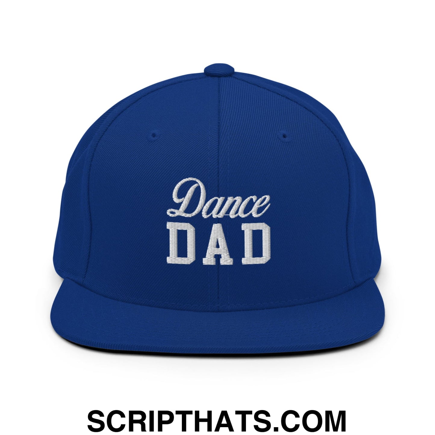 Dance Dad Embroidered Flat Bill Brim Snapback Hat Royal Blue