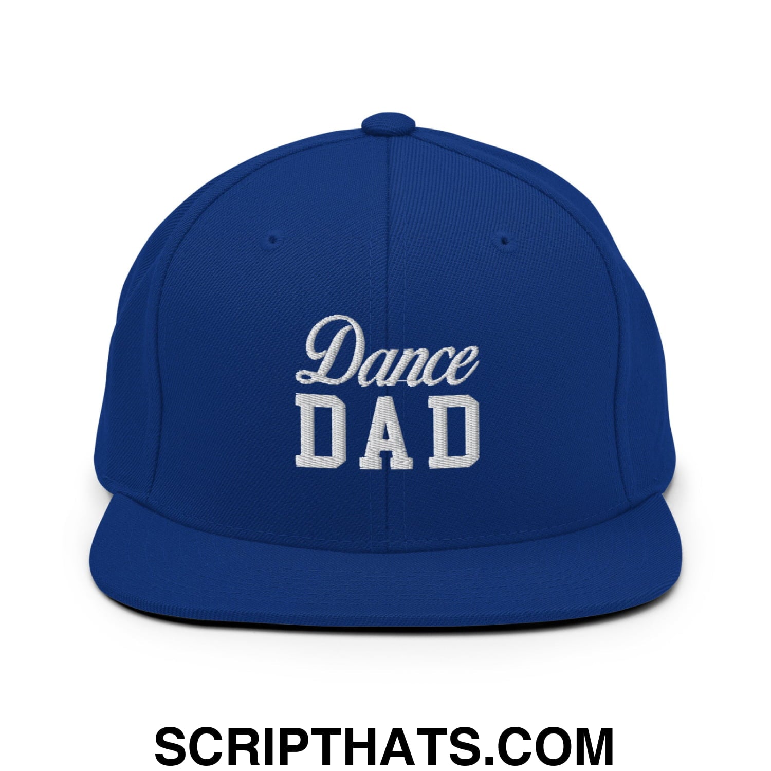 Dance Dad Embroidered Flat Bill Brim Snapback Hat Royal Blue