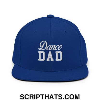 Dance Dad Embroidered Flat Bill Brim Snapback Hat Royal Blue