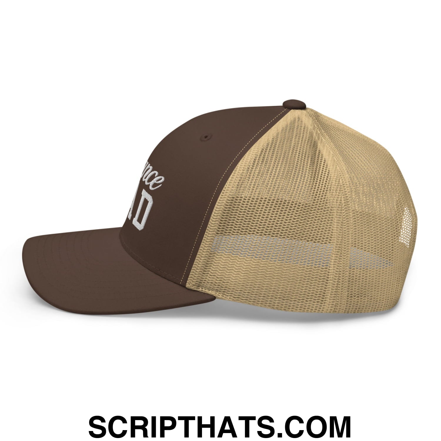 Dance Dad Embroidered Mesh Trucker Hat Brown Khaki