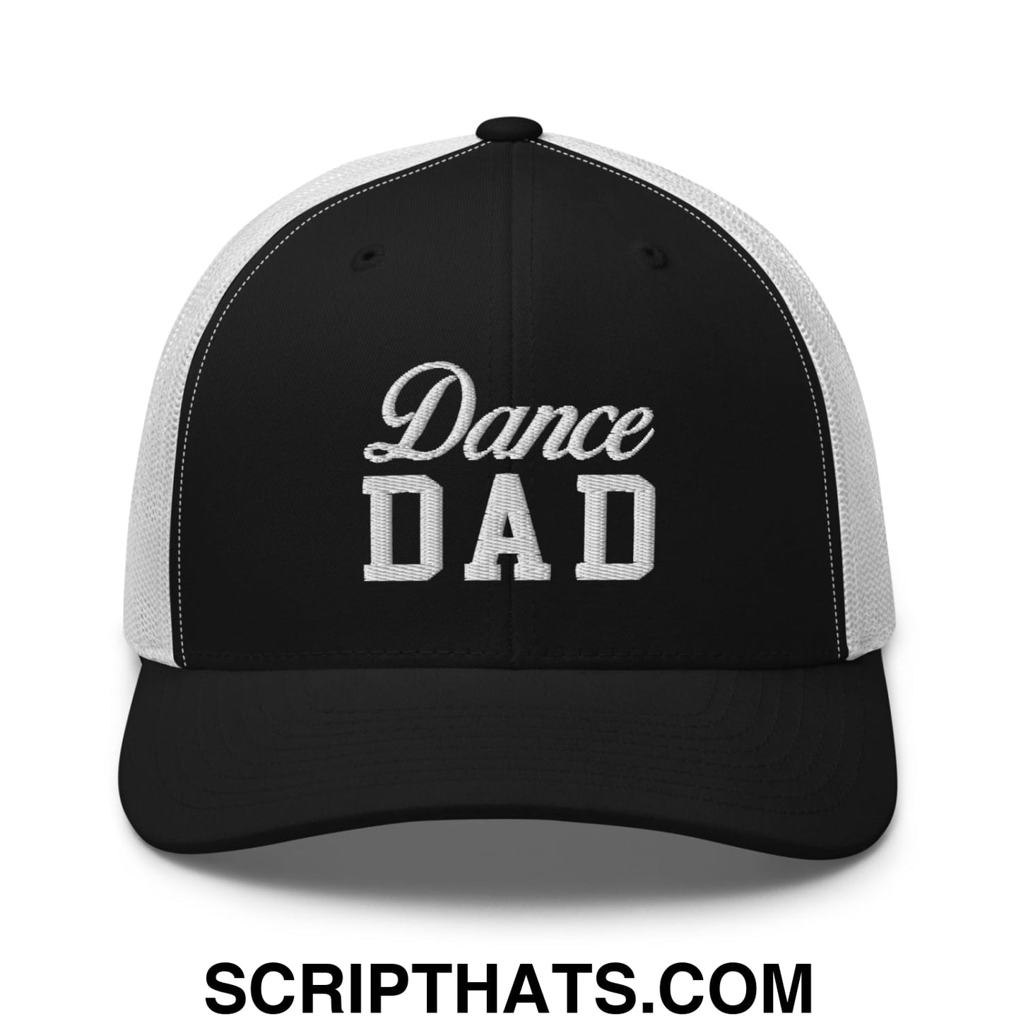 Dance Dad Embroidered Mesh Trucker Hat Black White