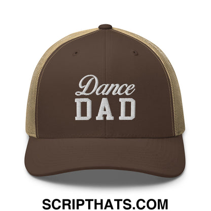 Dance Dad Embroidered Mesh Trucker Hat Brown Khaki
