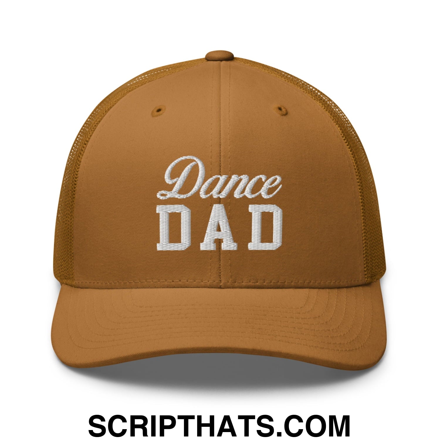 Dance Dad Embroidered Mesh Trucker Hat Caramel