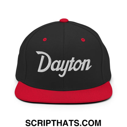 Dayton Script Snapback Hat Black Red