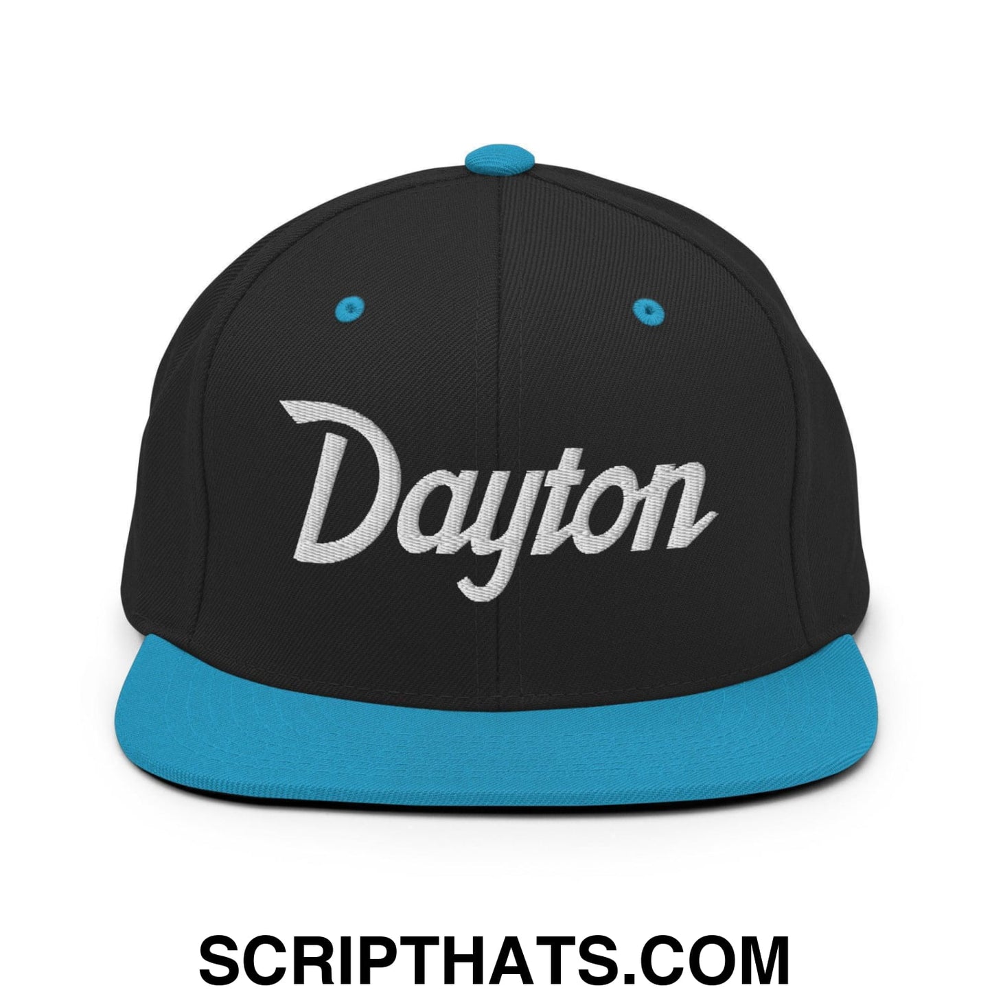 Dayton Script Snapback Hat Black Teal