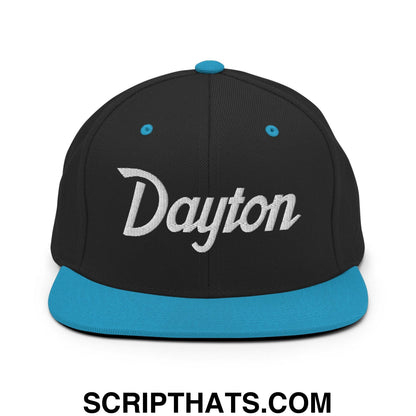 Dayton Script Snapback Hat Black Teal