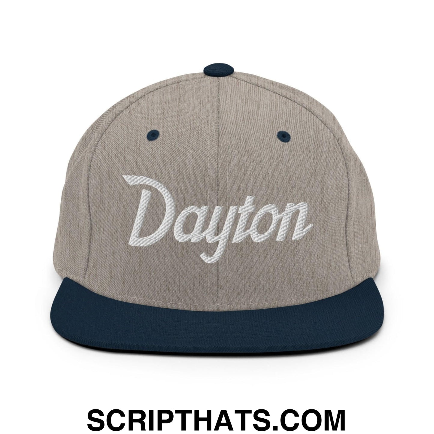 Dayton Script Snapback Hat Heather Grey Navy