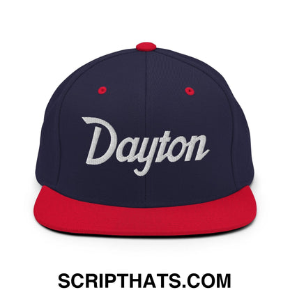 Dayton Script Snapback Hat Navy Red