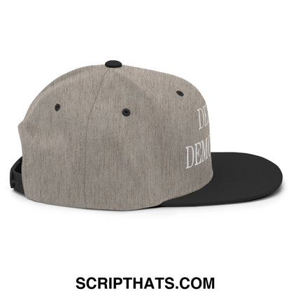 Defend Democracy Embroidered Flat Bill Brim Snapback Hat Heather Black