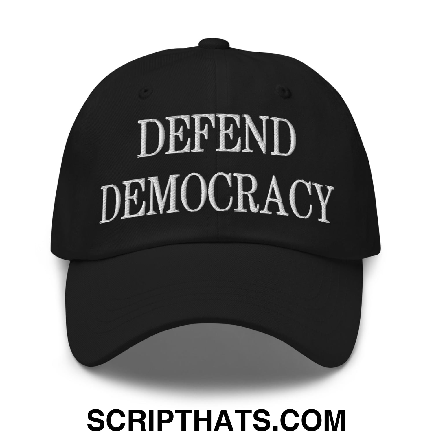 Defend Democracy Embroidered Unstructured Dad Hat Black