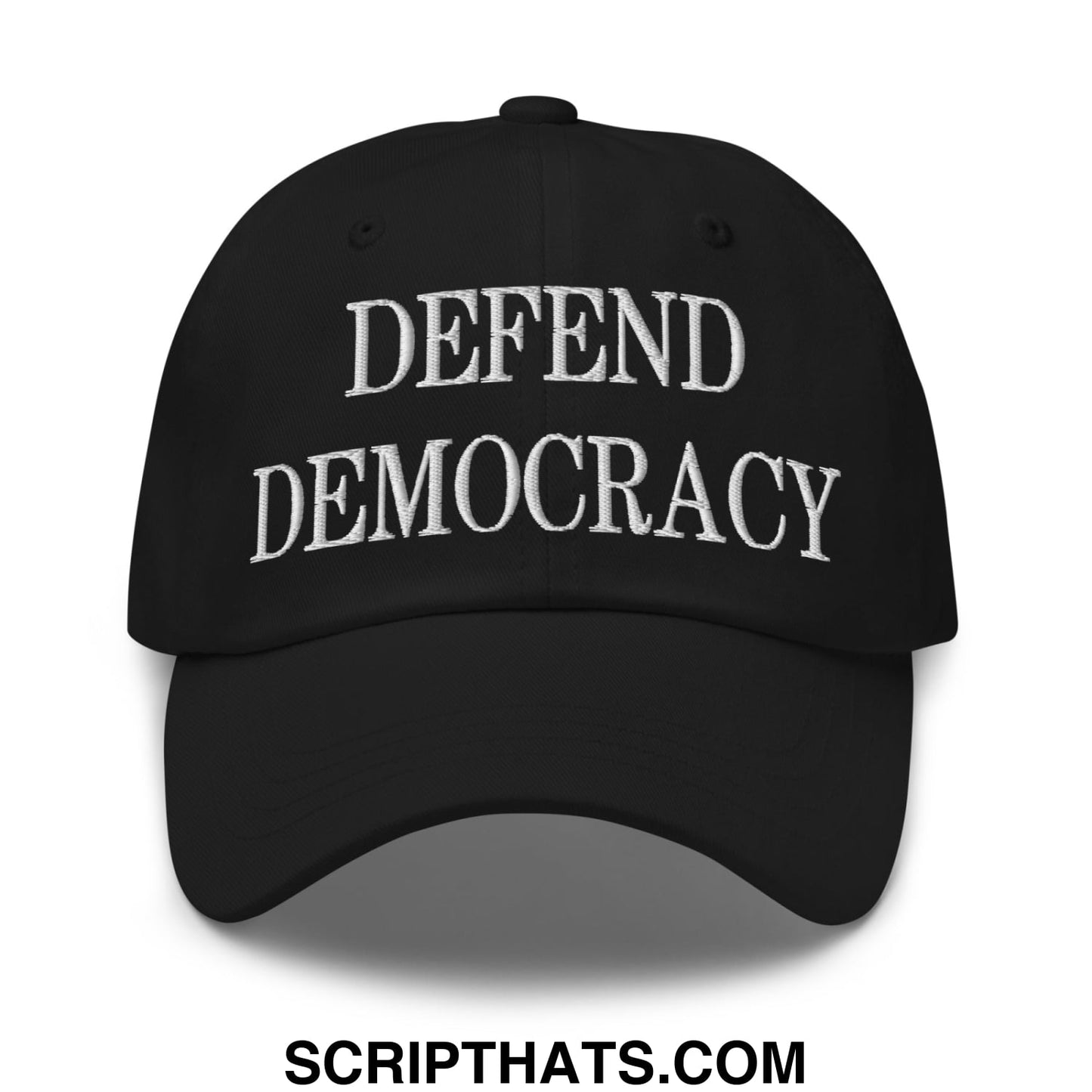 Defend Democracy Embroidered Unstructured Dad Hat Black