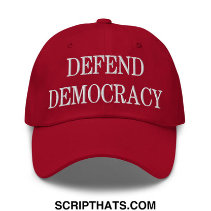 Defend Democracy Embroidered Unstructured Dad Hat Cranberry