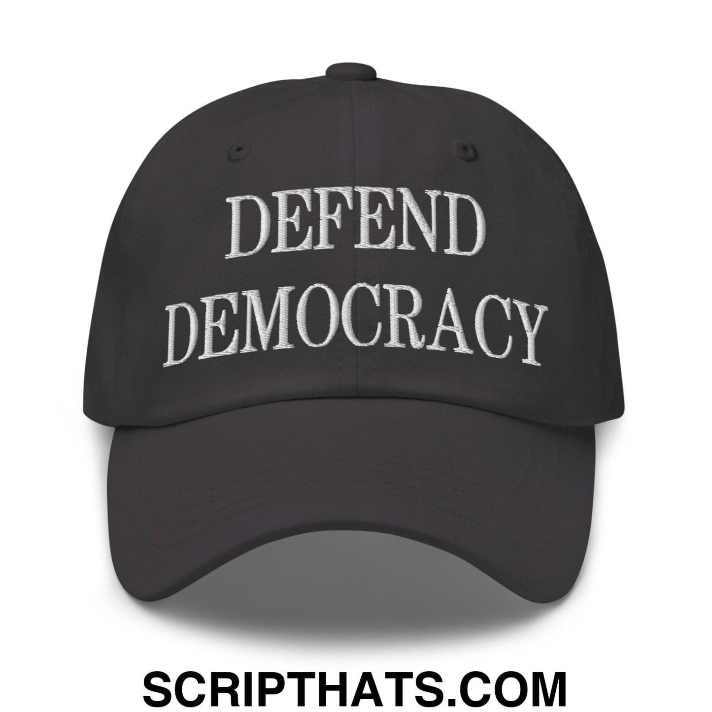 Defend Democracy Embroidered Unstructured Dad Hat Dark Grey