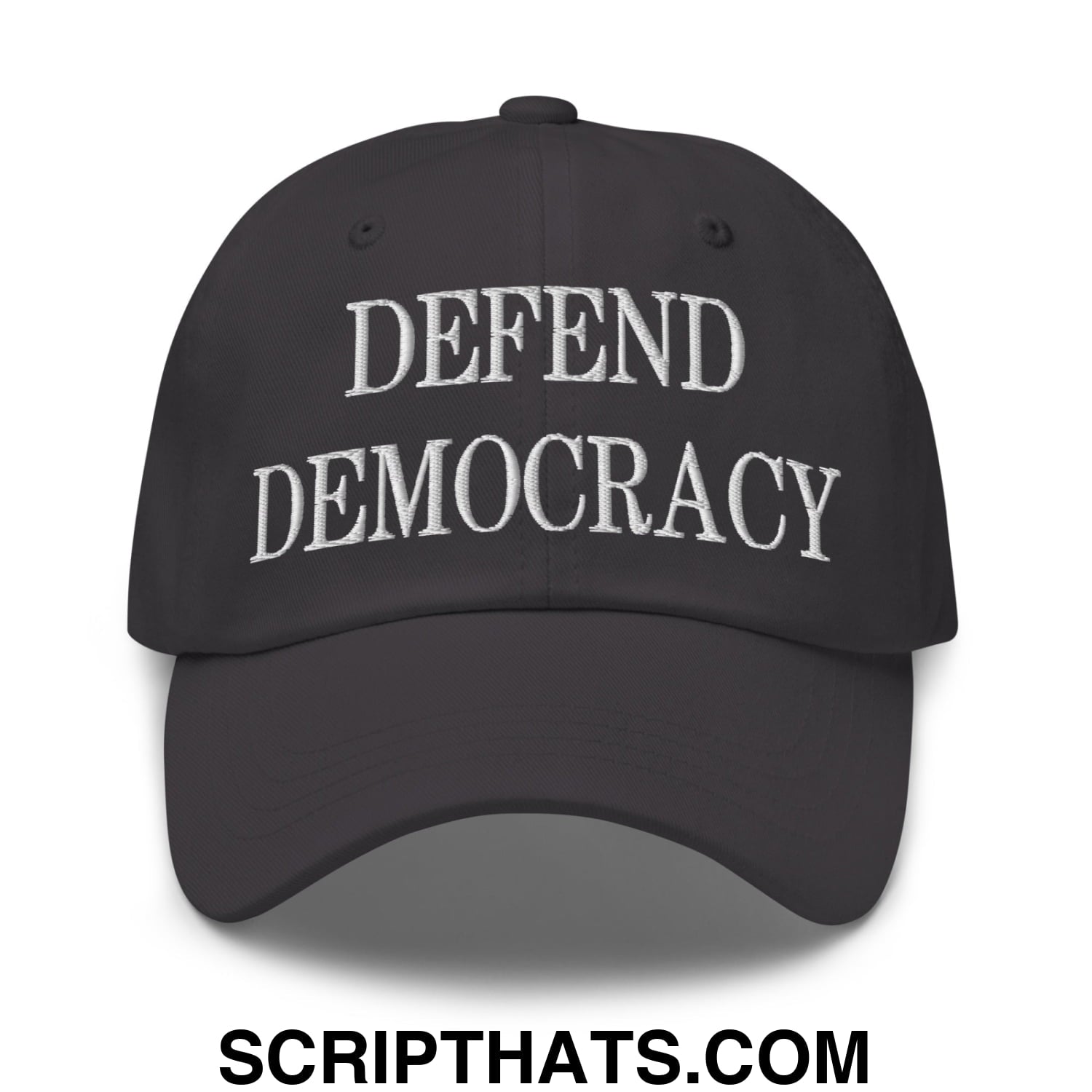 Defend Democracy Embroidered Unstructured Dad Hat Dark Grey