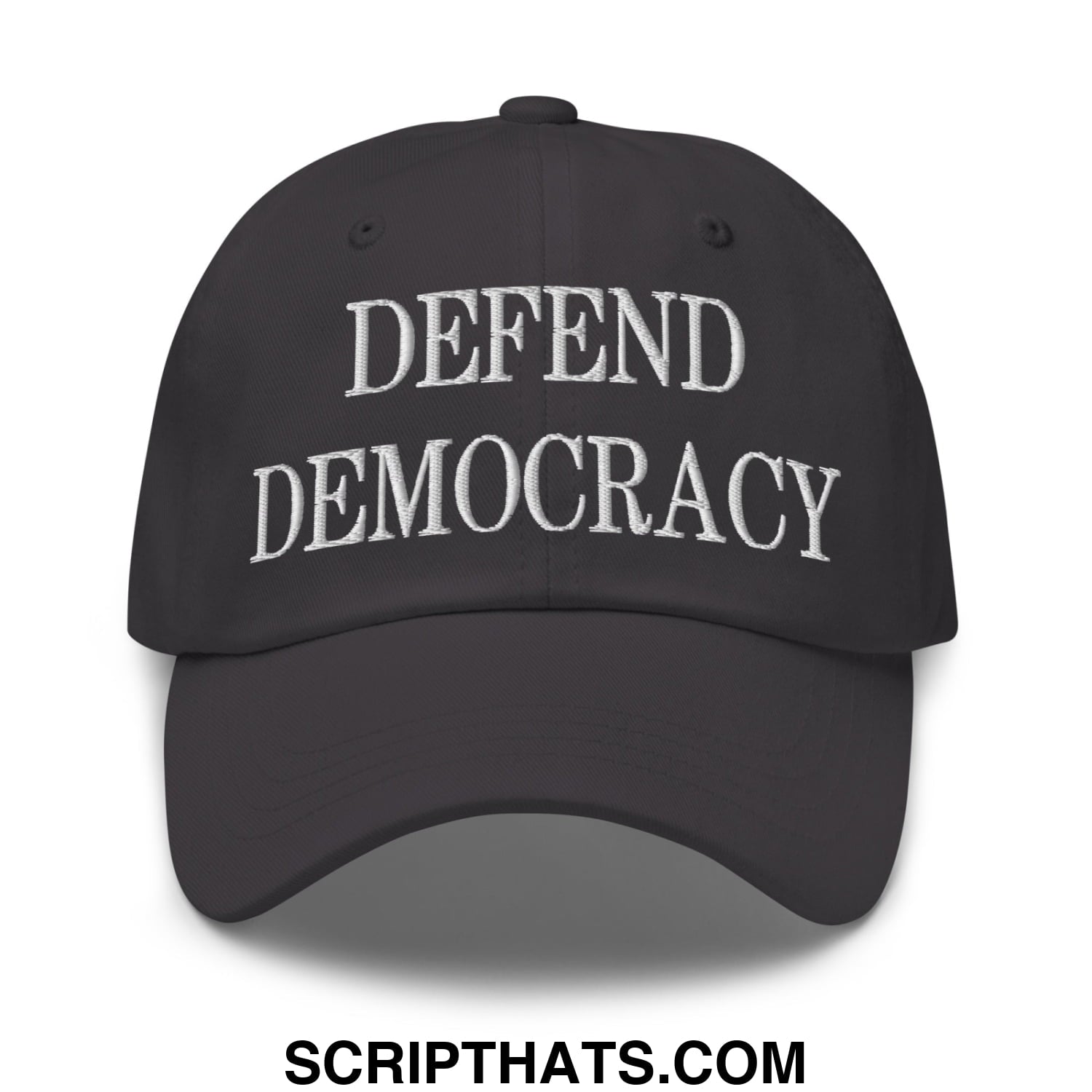 Defend Democracy Embroidered Unstructured Dad Hat Dark Grey