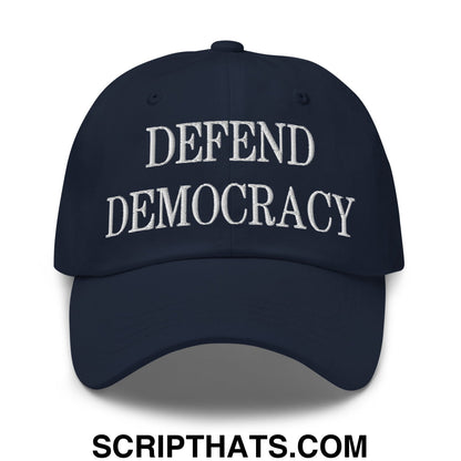 Defend Democracy Embroidered Unstructured Dad Hat Navy