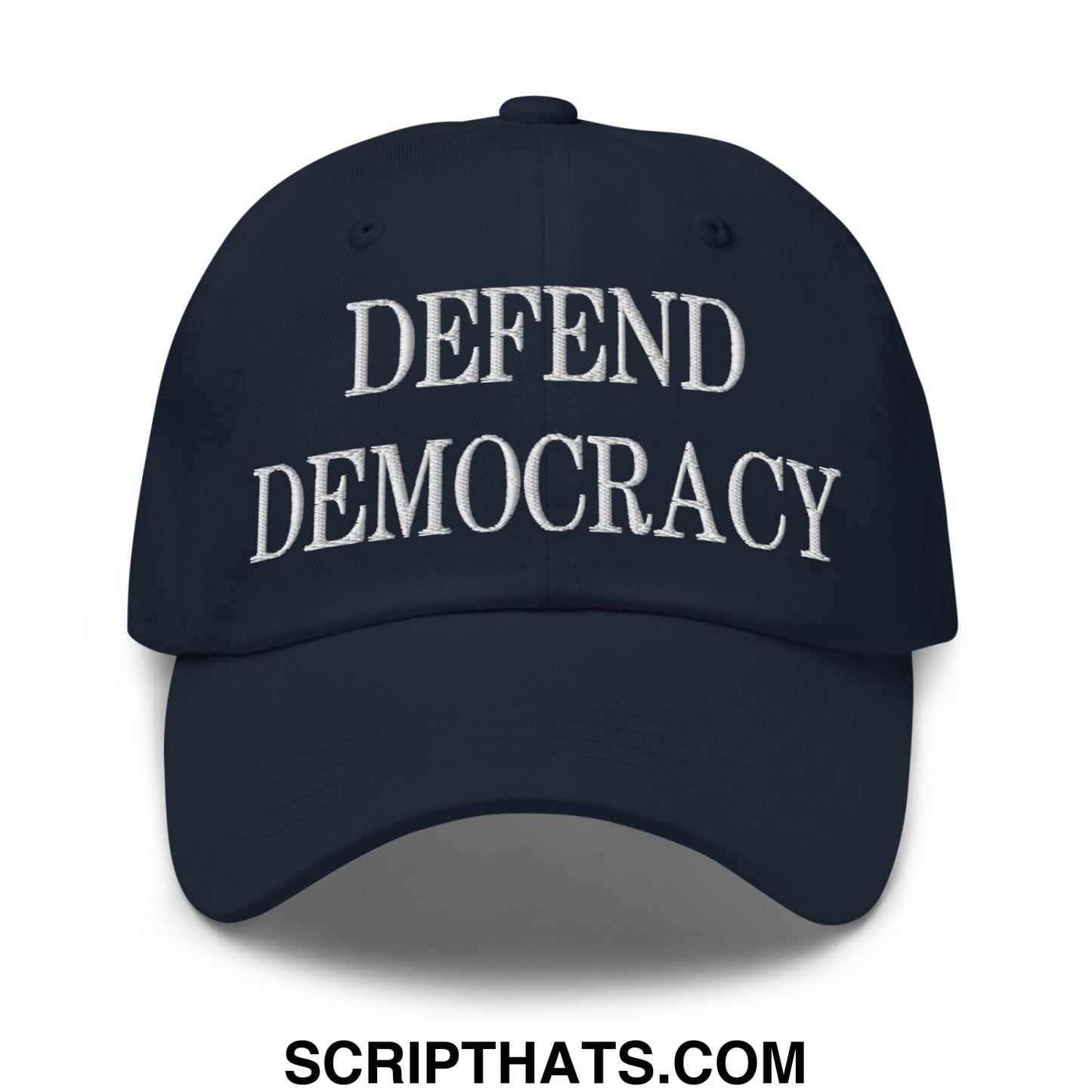 Defend Democracy Embroidered Unstructured Dad Hat Navy