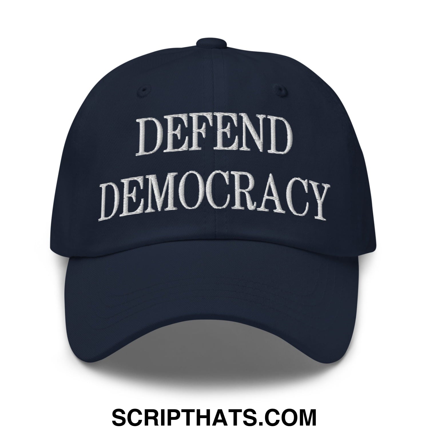 Defend Democracy Embroidered Unstructured Dad Hat Navy