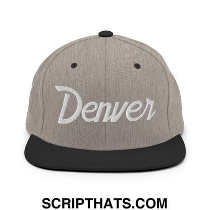 Denver Script Snapback Hat Heather Black