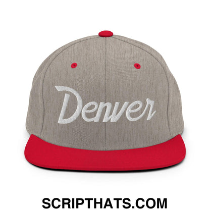 Denver Script Snapback Hat Heather Grey Red