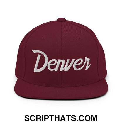 Denver Script Snapback Hat Maroon