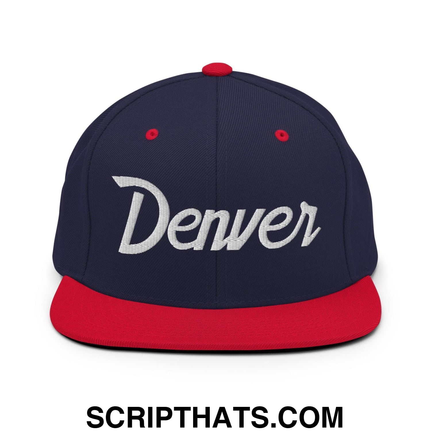 Denver Script Snapback Hat Navy Red