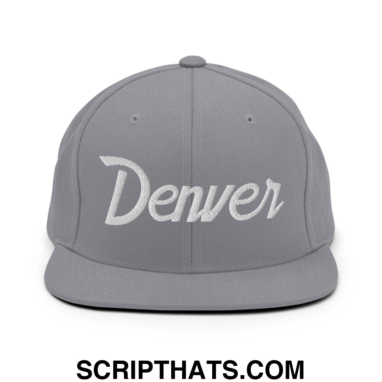 Denver Script Snapback Hat Silver