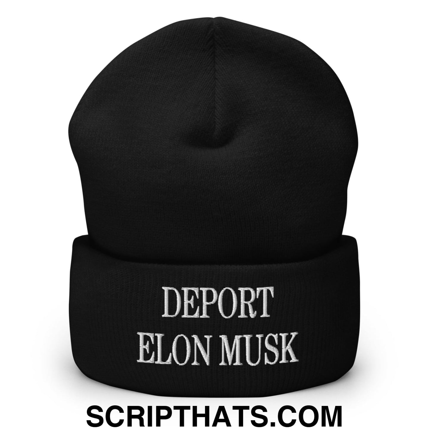 Deport Elon Musk Embroidered Knit Cuffed Beanie Black