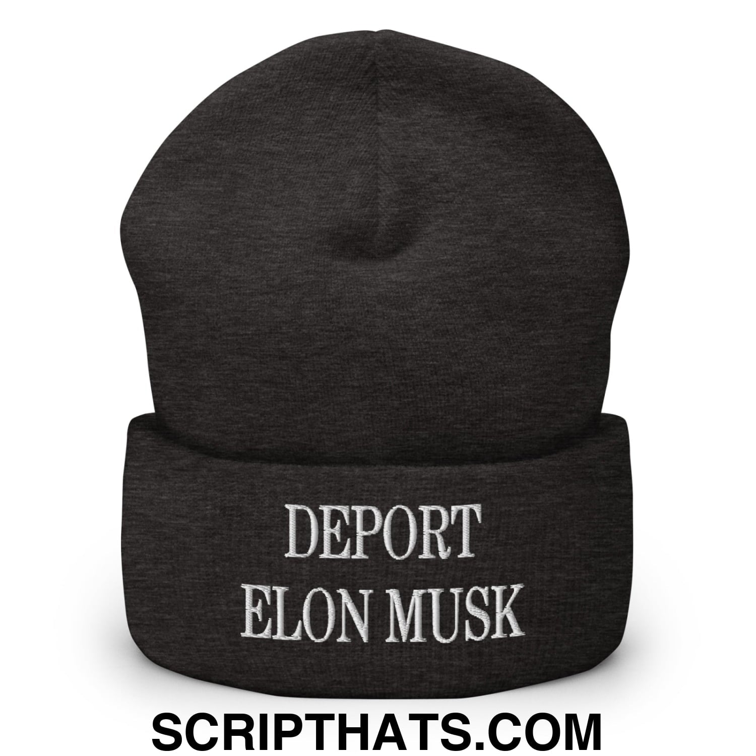 Deport Elon Musk Embroidered Knit Cuffed Beanie Dark Grey
