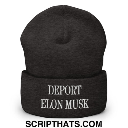 Deport Elon Musk Embroidered Knit Cuffed Beanie Dark Grey