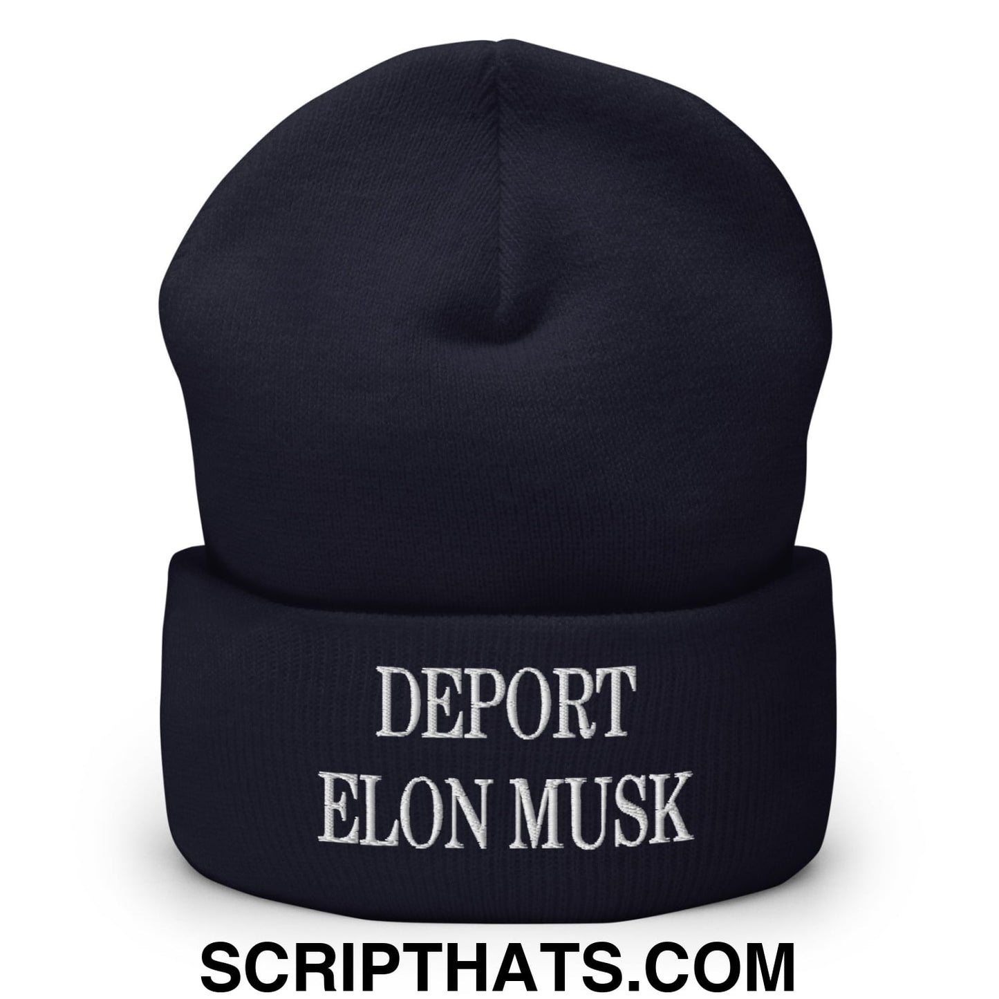 Deport Elon Musk Embroidered Knit Cuffed Beanie Navy