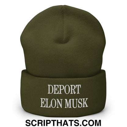 Deport Elon Musk Embroidered Knit Cuffed Beanie Olive
