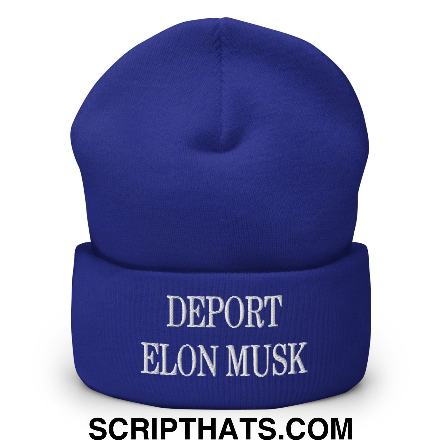 Deport Elon Musk Embroidered Knit Cuffed Beanie Royal