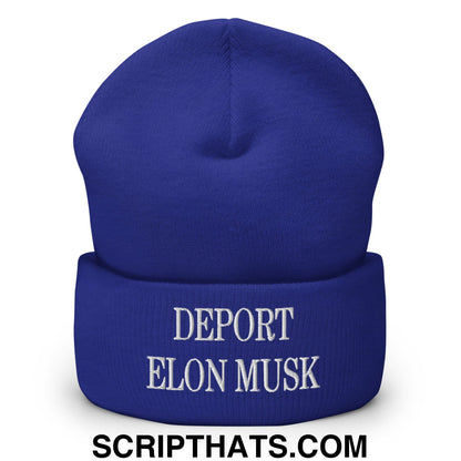 Deport Elon Musk Embroidered Knit Cuffed Beanie Royal