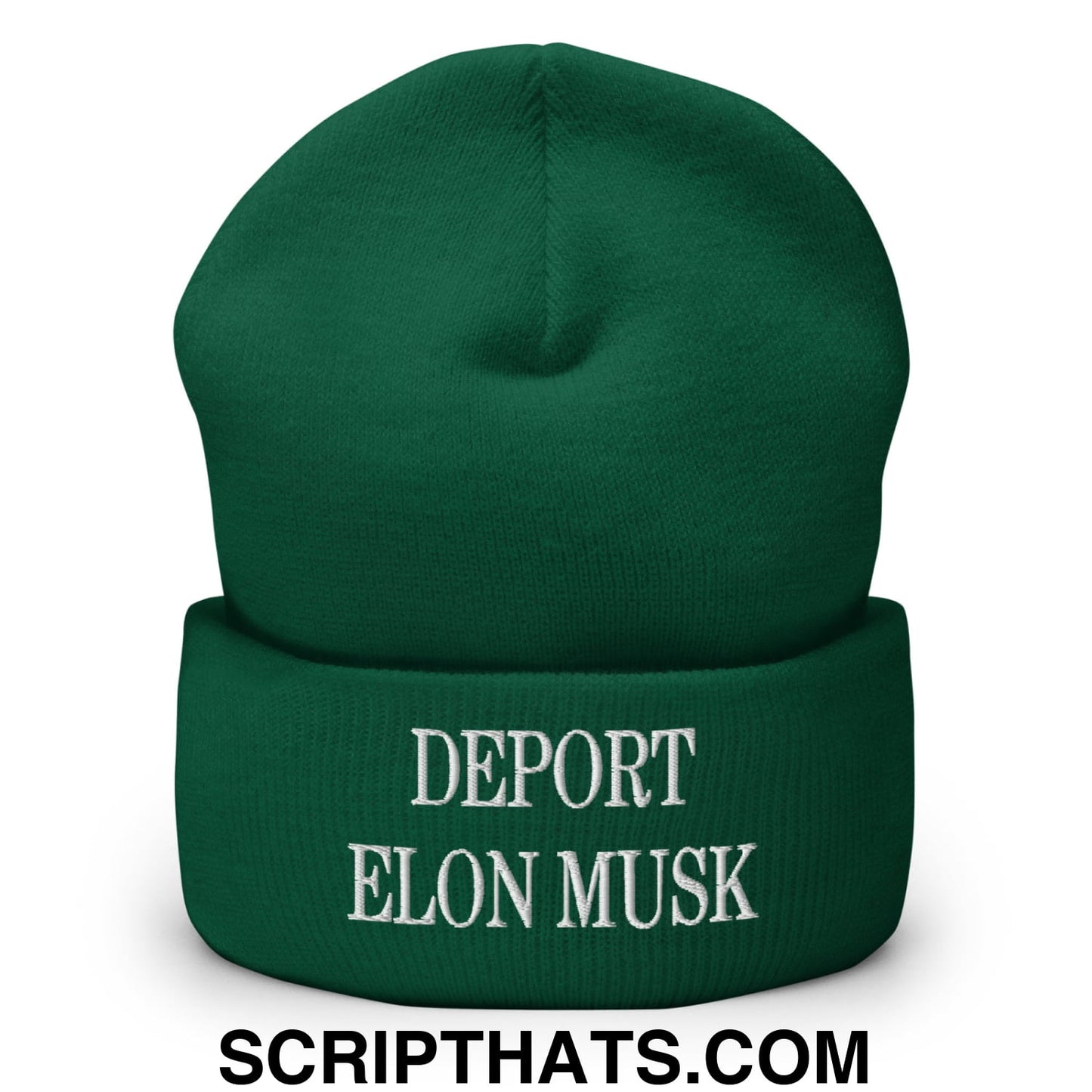 Deport Elon Musk Embroidered Knit Cuffed Beanie Spruce