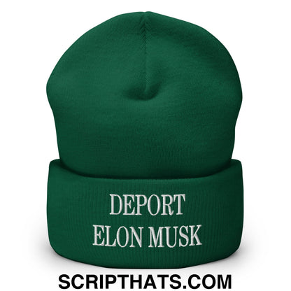 Deport Elon Musk Embroidered Knit Cuffed Beanie Spruce