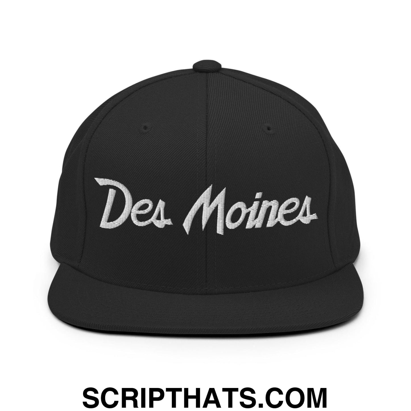 Des Moines Script Snapback Hat Black