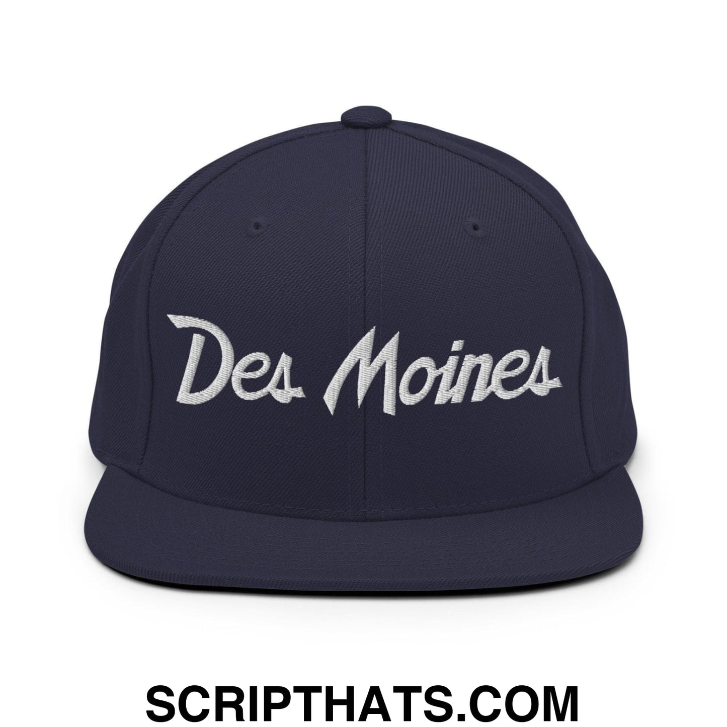Des Moines Script Snapback Hat Navy
